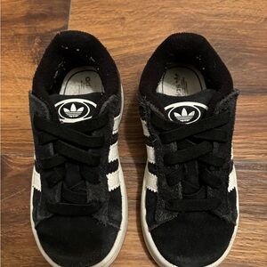 Adidas Toddler Black & White Suede Sneakers